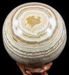 Polished, Banded Aragonite Sphere - Morocco #56996-1